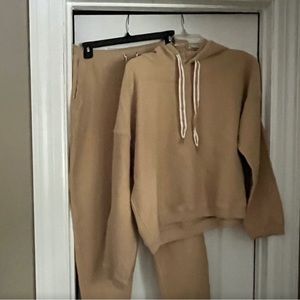American Eagle Camel Waffle Hoodie and Sweatpants Jogger Set